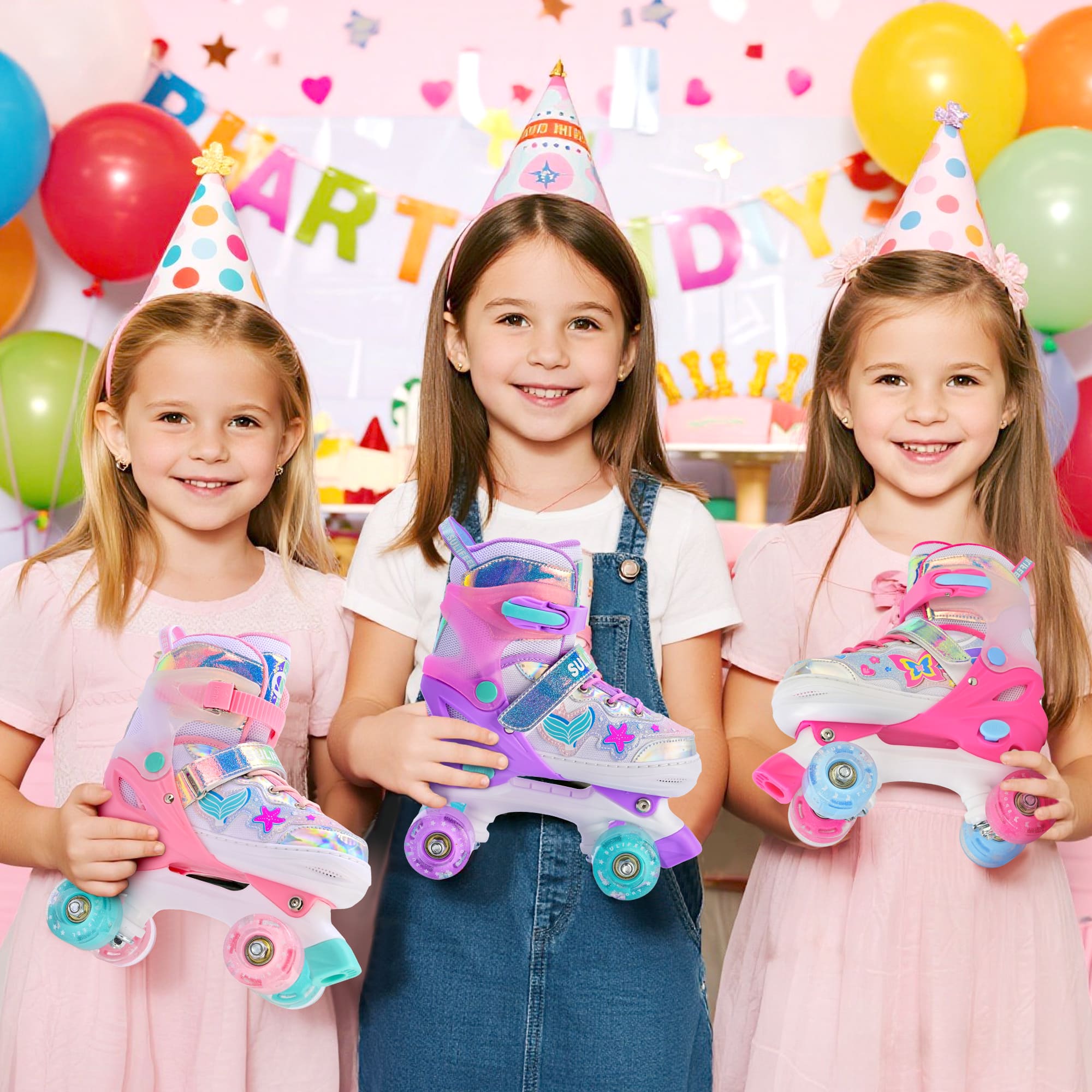 SULIFEEL Roller Skates for Girls Boys Kids with Light Up Wheels