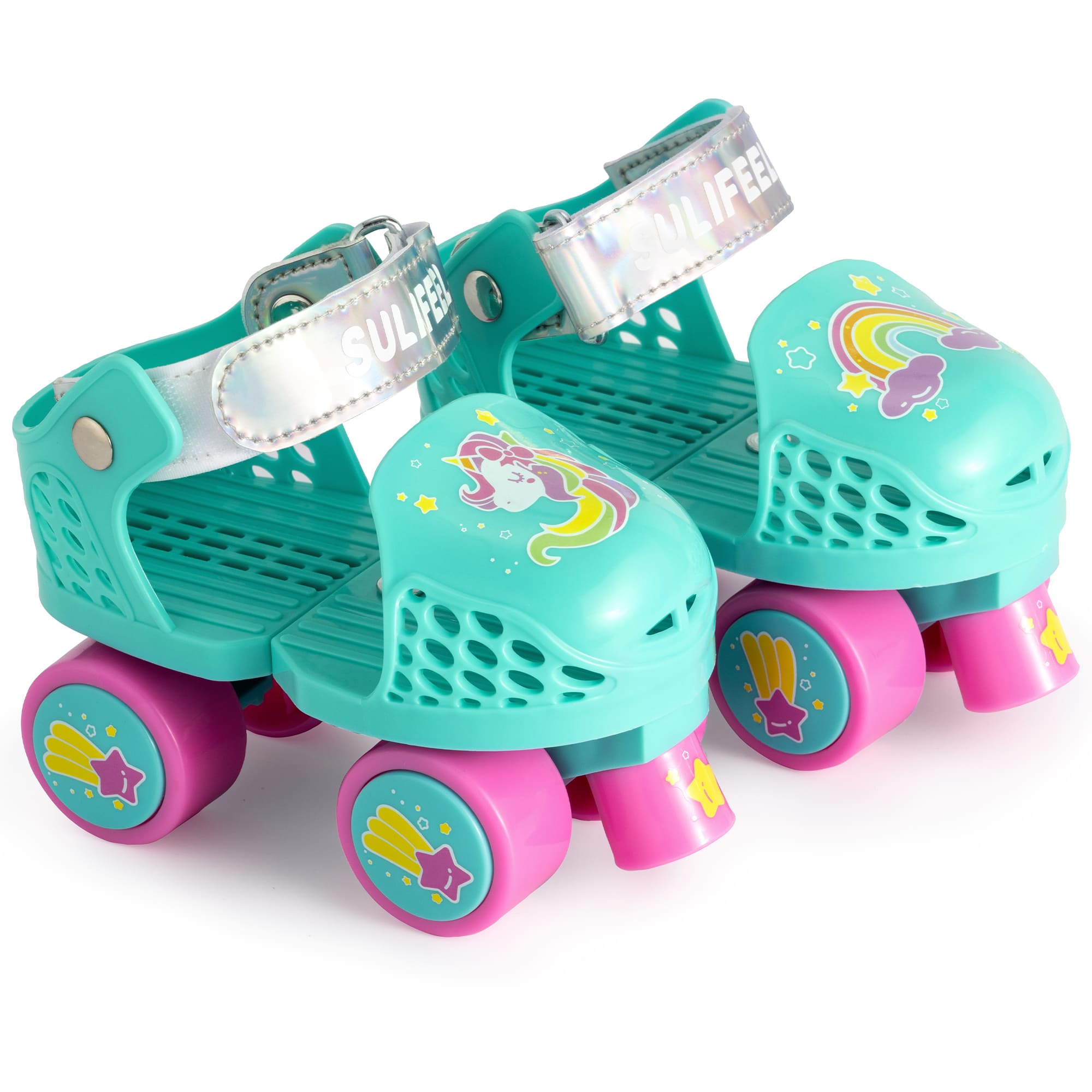 SULIFEEL Kids Adjustable Quad Roller Skates for Girls and Boys Age 2-5 Years Old