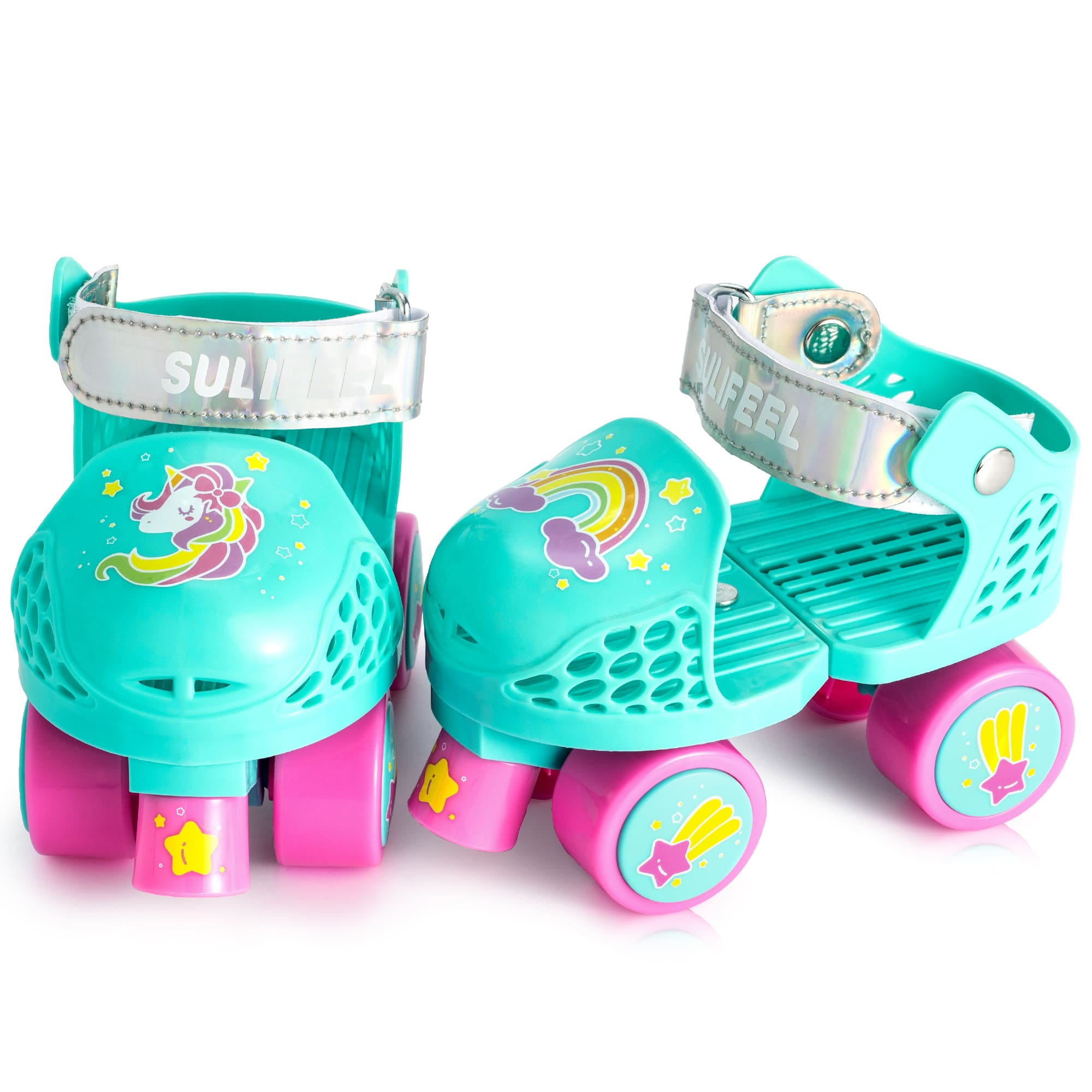 SULIFEEL Kids Adjustable Quad Roller Skates for Girls and Boys Age 2-5 Years Old