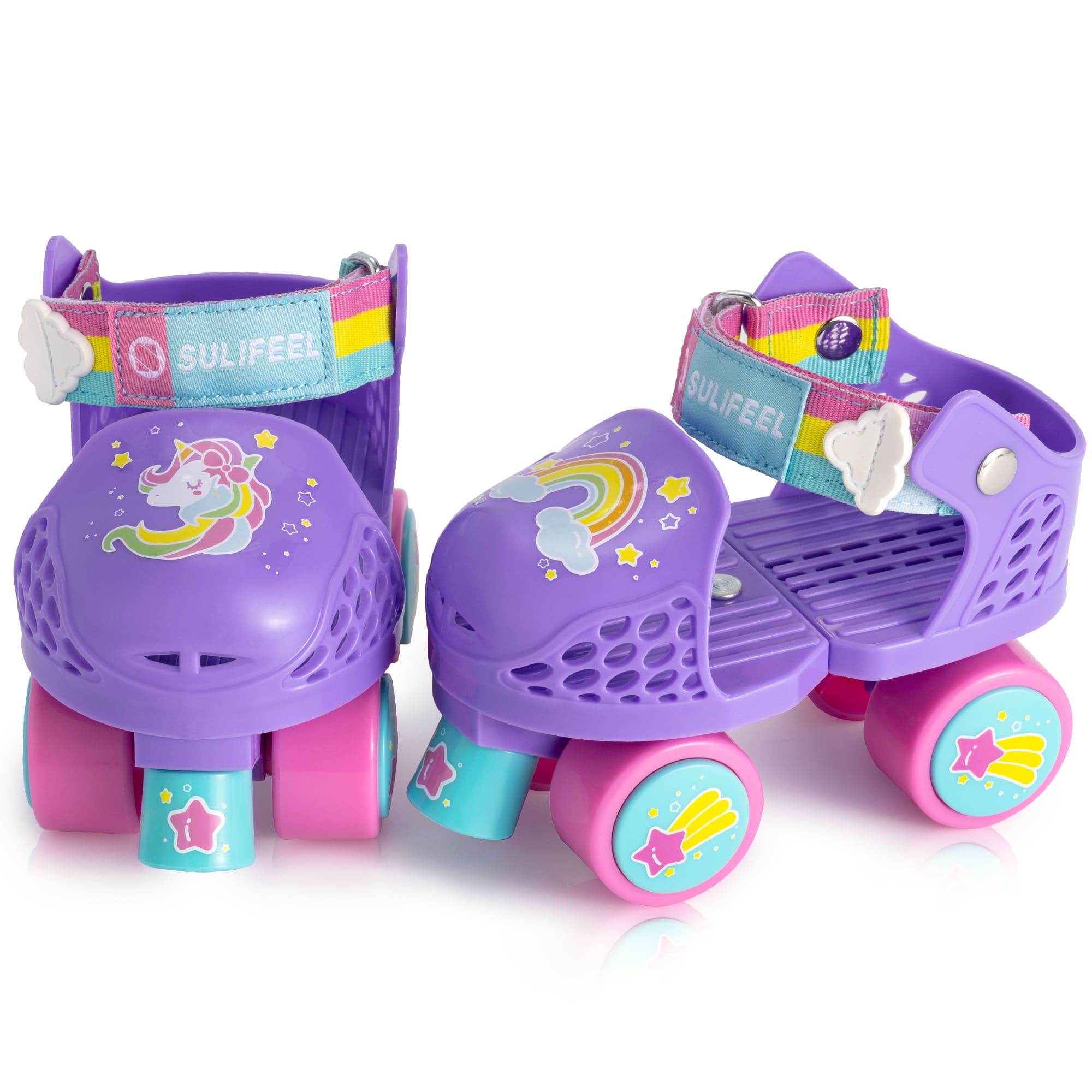 SULIFEEL Kids Adjustable Quad Roller Skates for Girls and Boys Age 2-5 Years Old