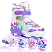 SULIFEEL Inline Skates for Girls Boys, Adjustable Light up Wheels Skates for Kids Beginner