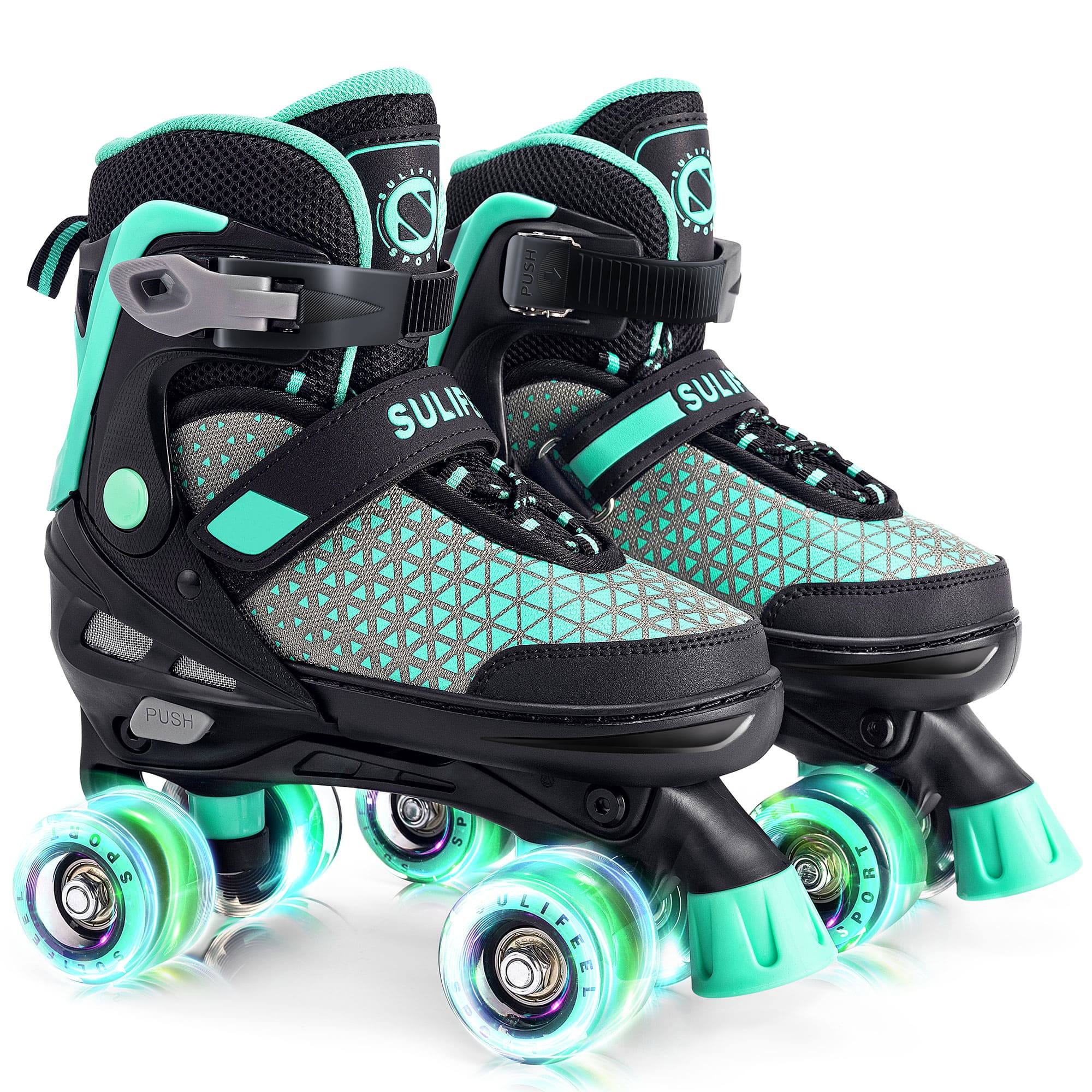 SULIFEEL Roller Skates for Girls Boys Kids,4 Sizes Adjustable Quad Skates with Light up Wheels