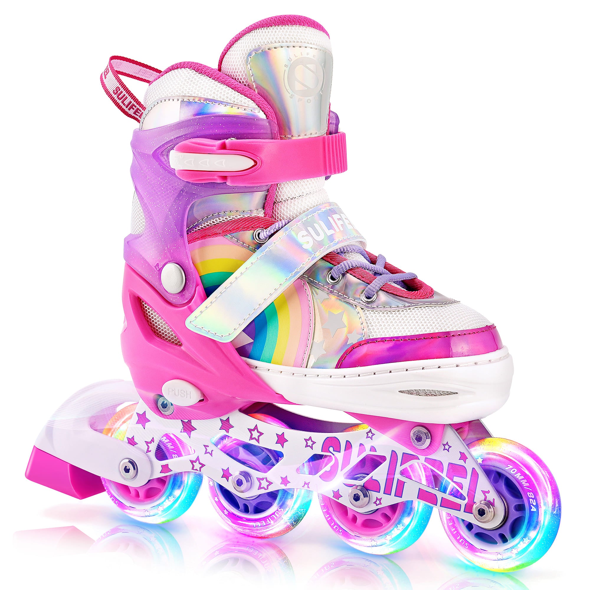 SULIFEEL Inline Skates for Girls Boys, Adjustable Light up Wheels Skates for Kids Beginner