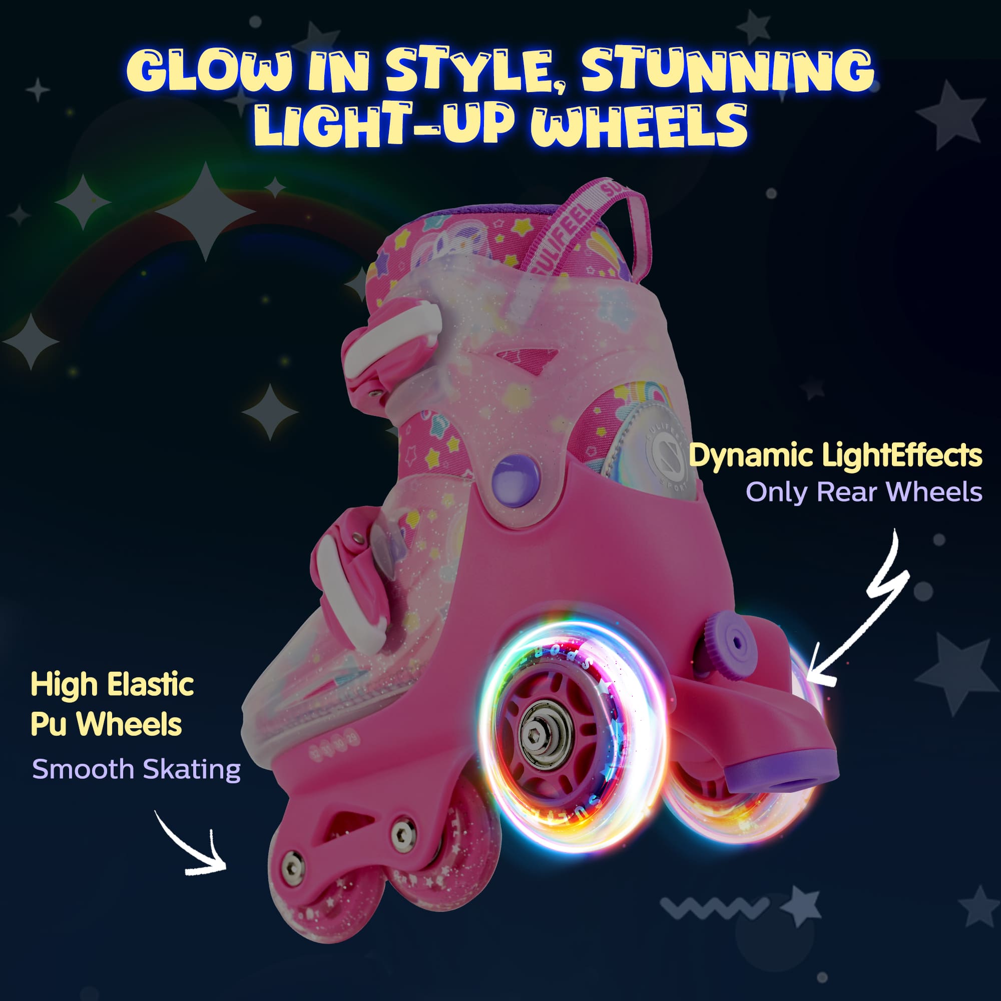 SULIFEEL Adjustable Roller Skates for Girls Boys Kids