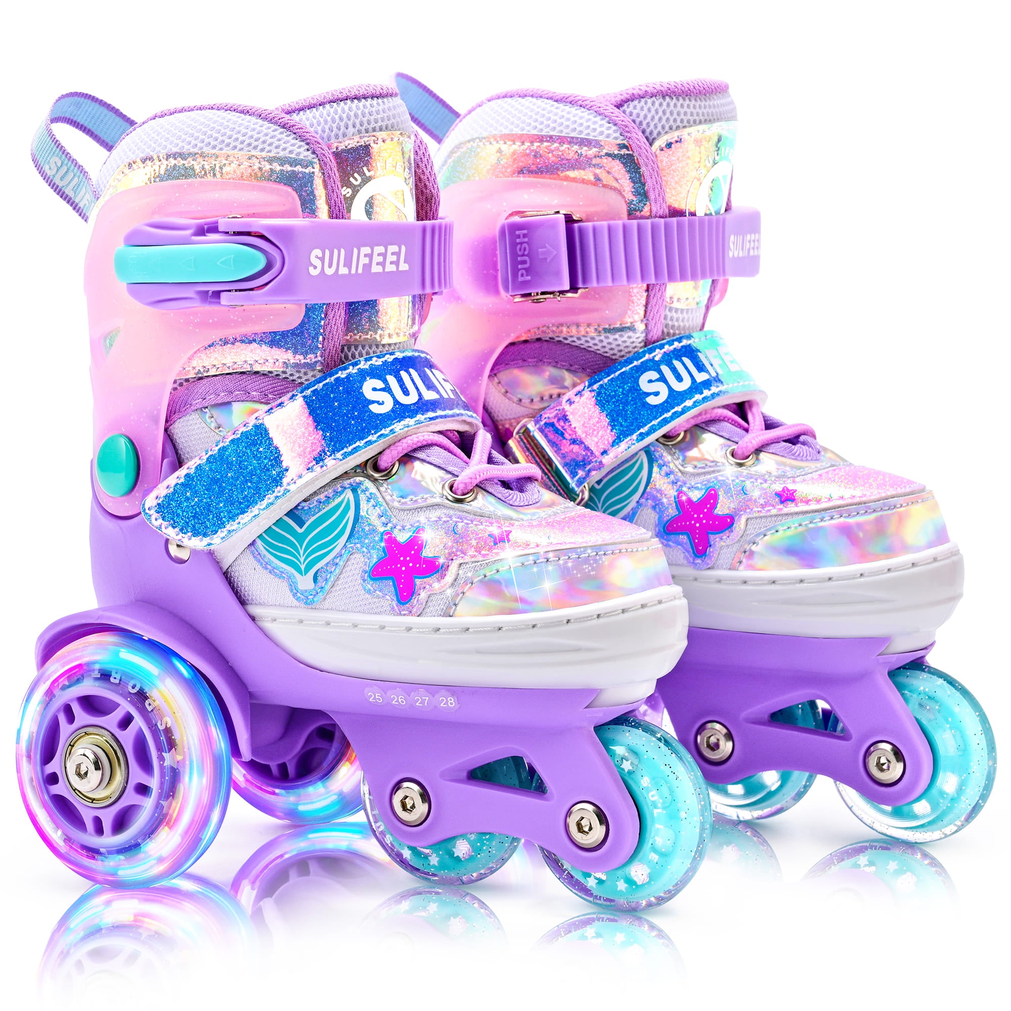 SULIFEEL Roller Skates for Girls Boys Kids with Light Up Wheels