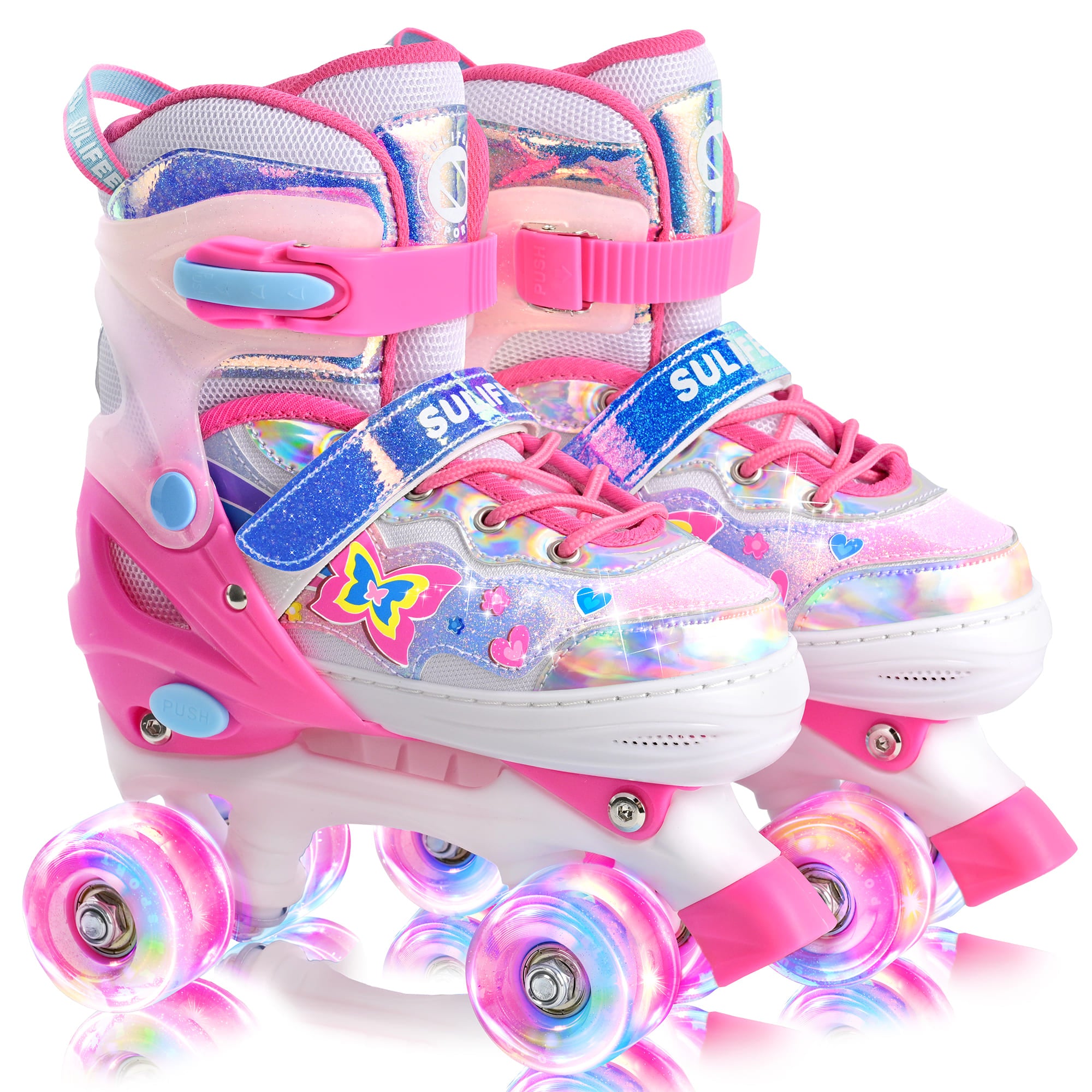 SULIFEEL Roller Skates for Girls Boys Kids with Light Up Wheels