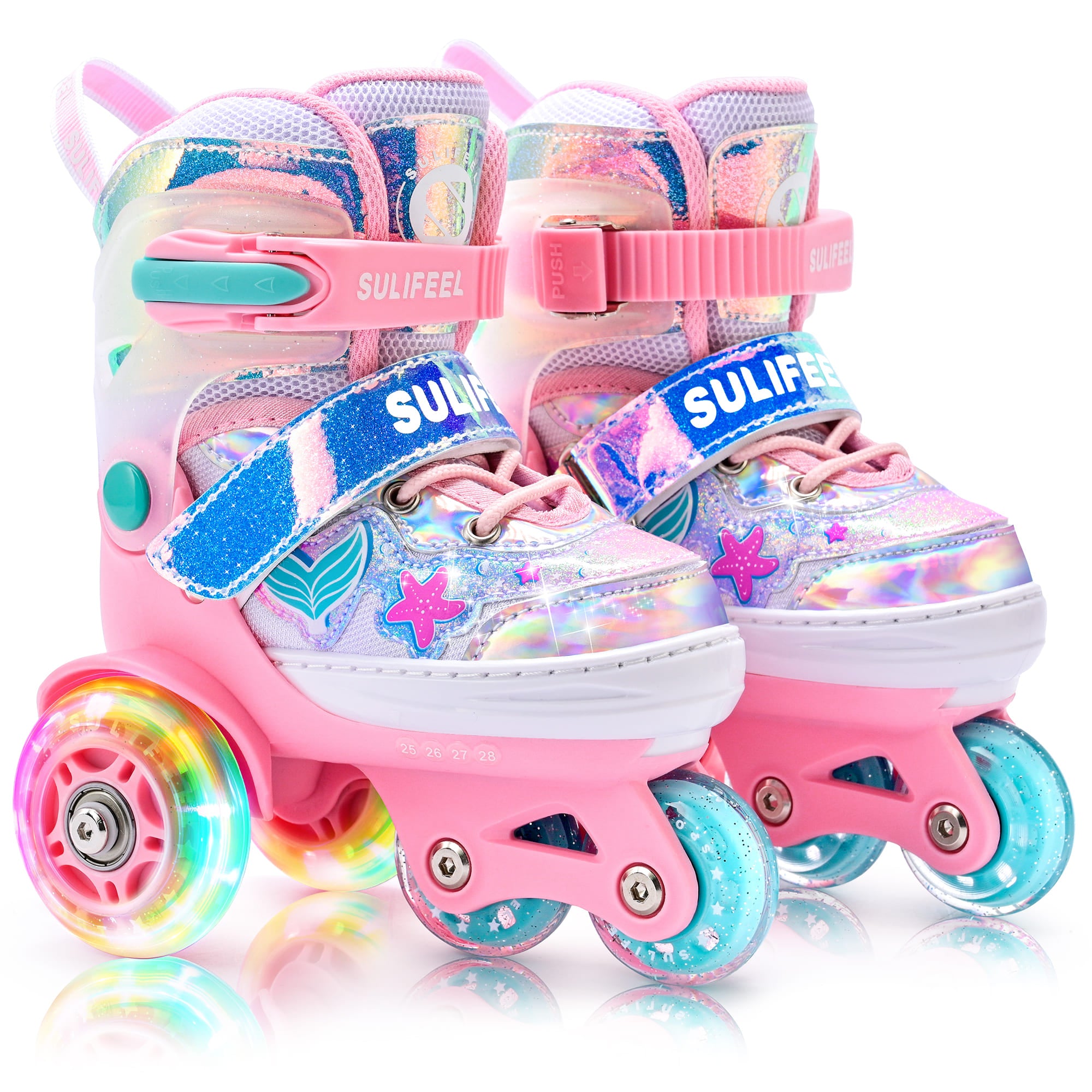 SULIFEEL Roller Skates for Girls Boys Kids with Light Up Wheels