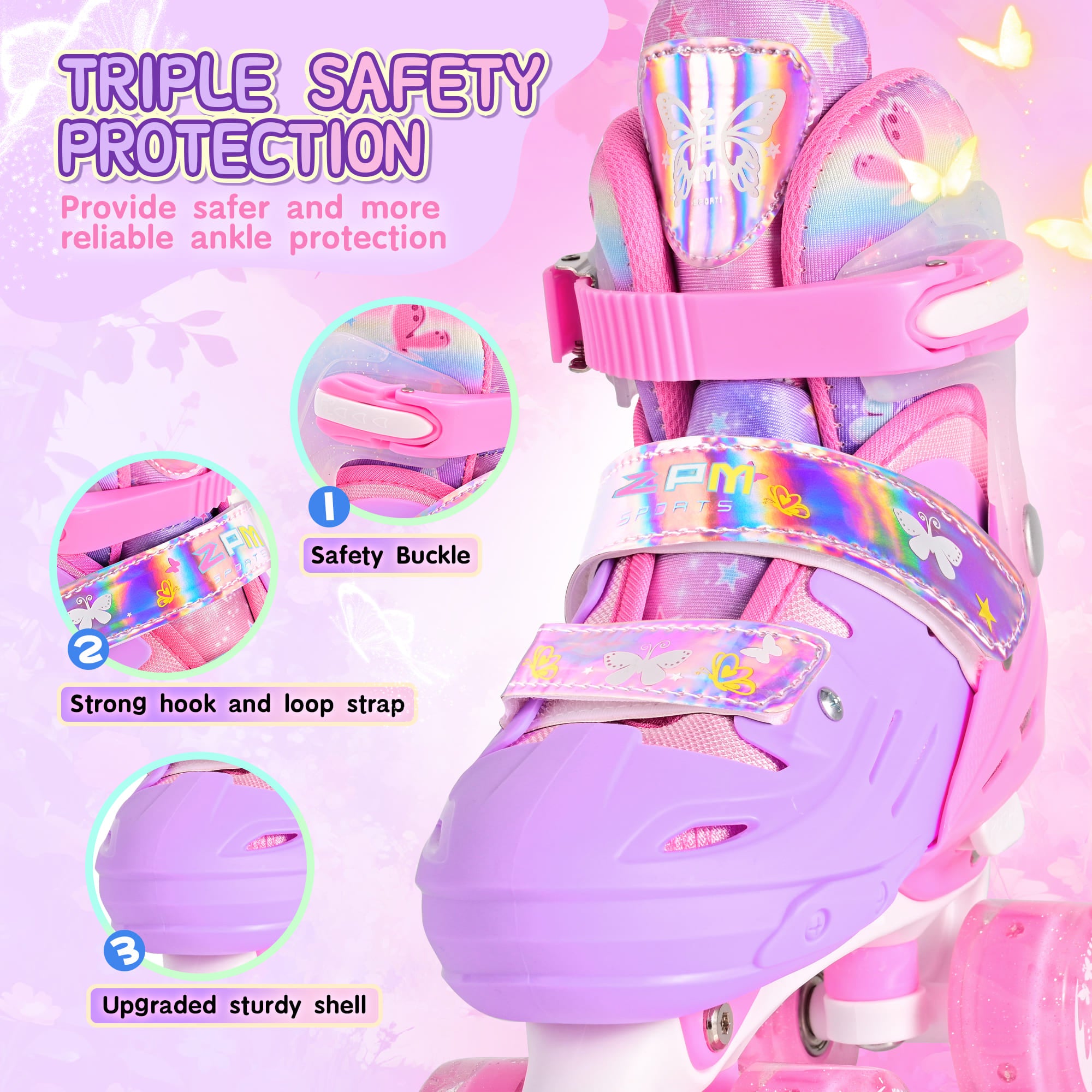 SULIFEEL Adjustable Roller Skates for  Kids with Light Up Wheels
