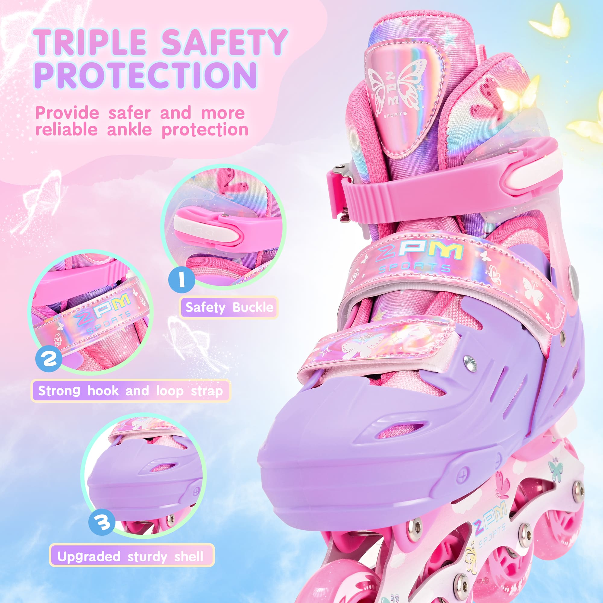 SULIFEEL Inline Skates for Kids, Adjustable Children's Roller Skates Blades