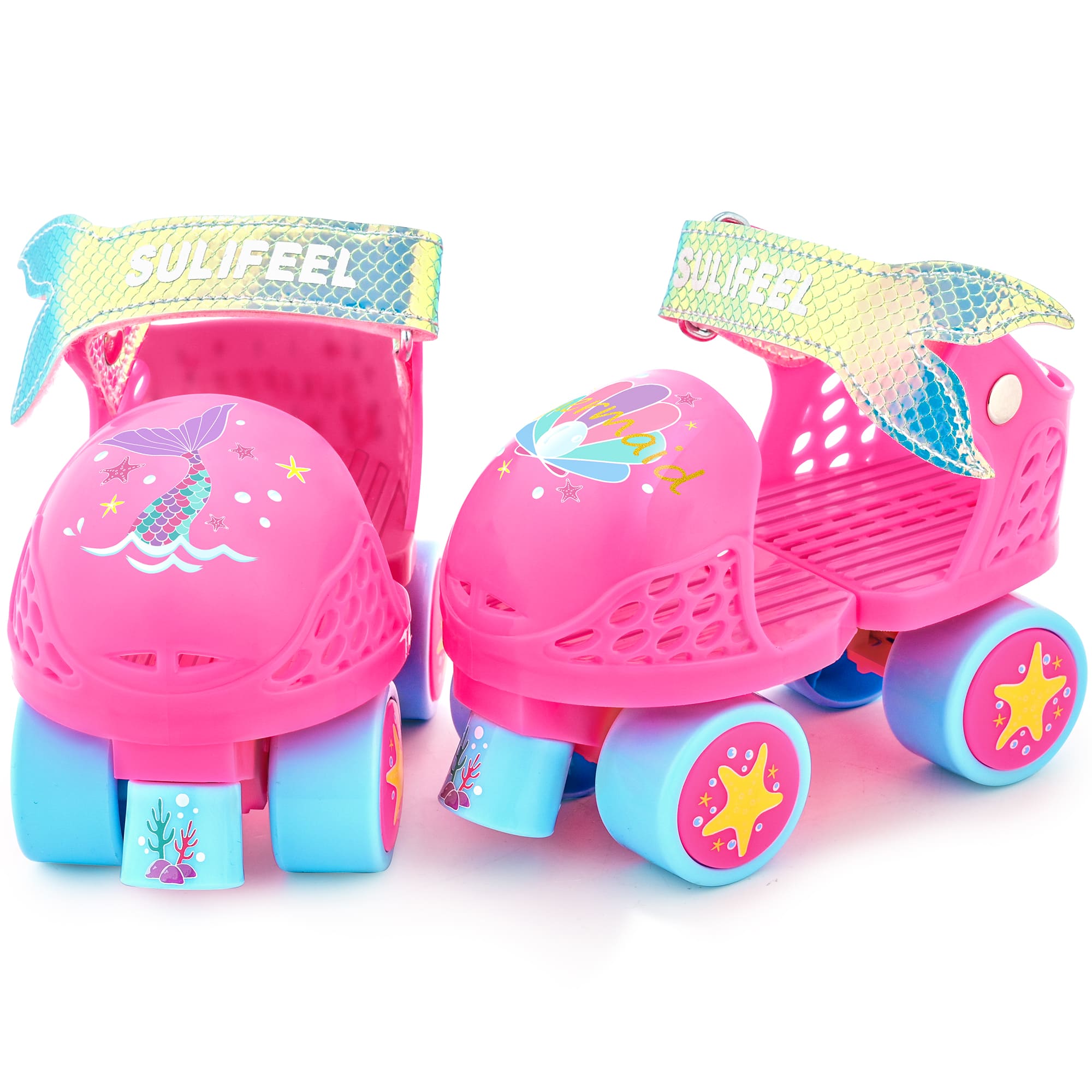 SULIFEEL Kids Adjustable Quad Roller Skates for Girls and Boys Age 2-5 Years Old