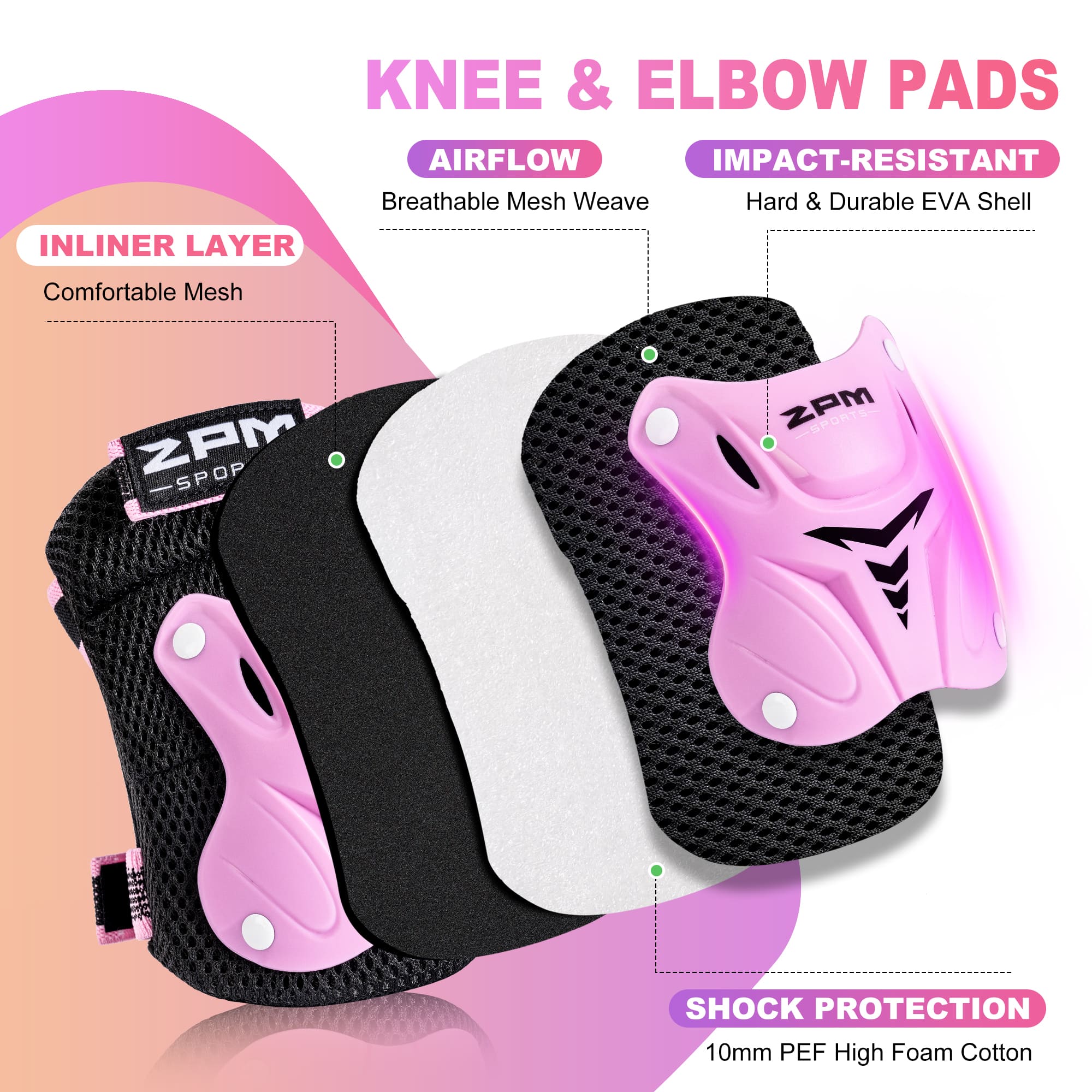 SULIFEEL Knee Pads for Kids, Wrist Guards Knee and Elbow Pads Set