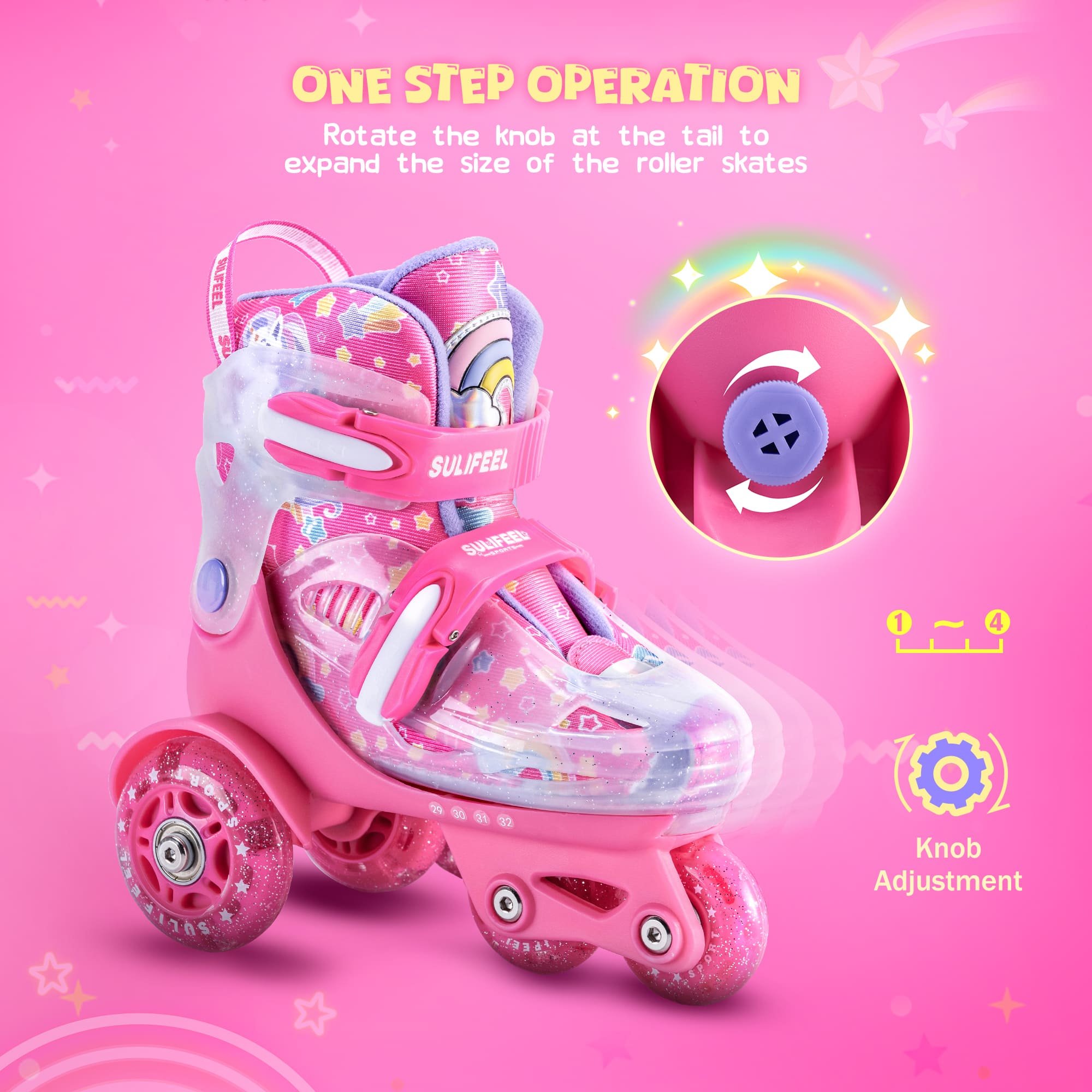 SULIFEEL Adjustable Roller Skates for Girls Boys Kids
