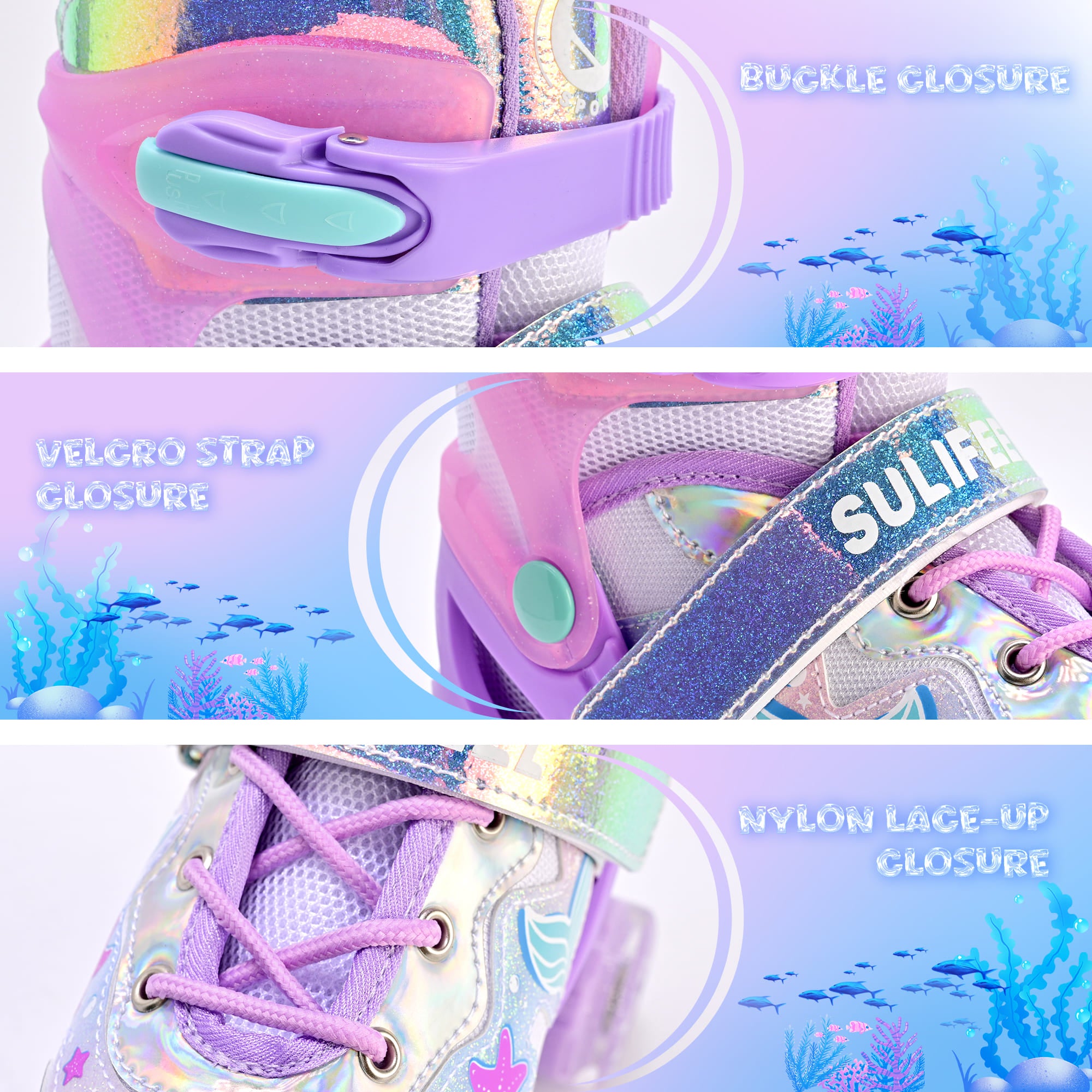 SULIFEEL Roller Skates for Girls Boys Kids with Light Up Wheels