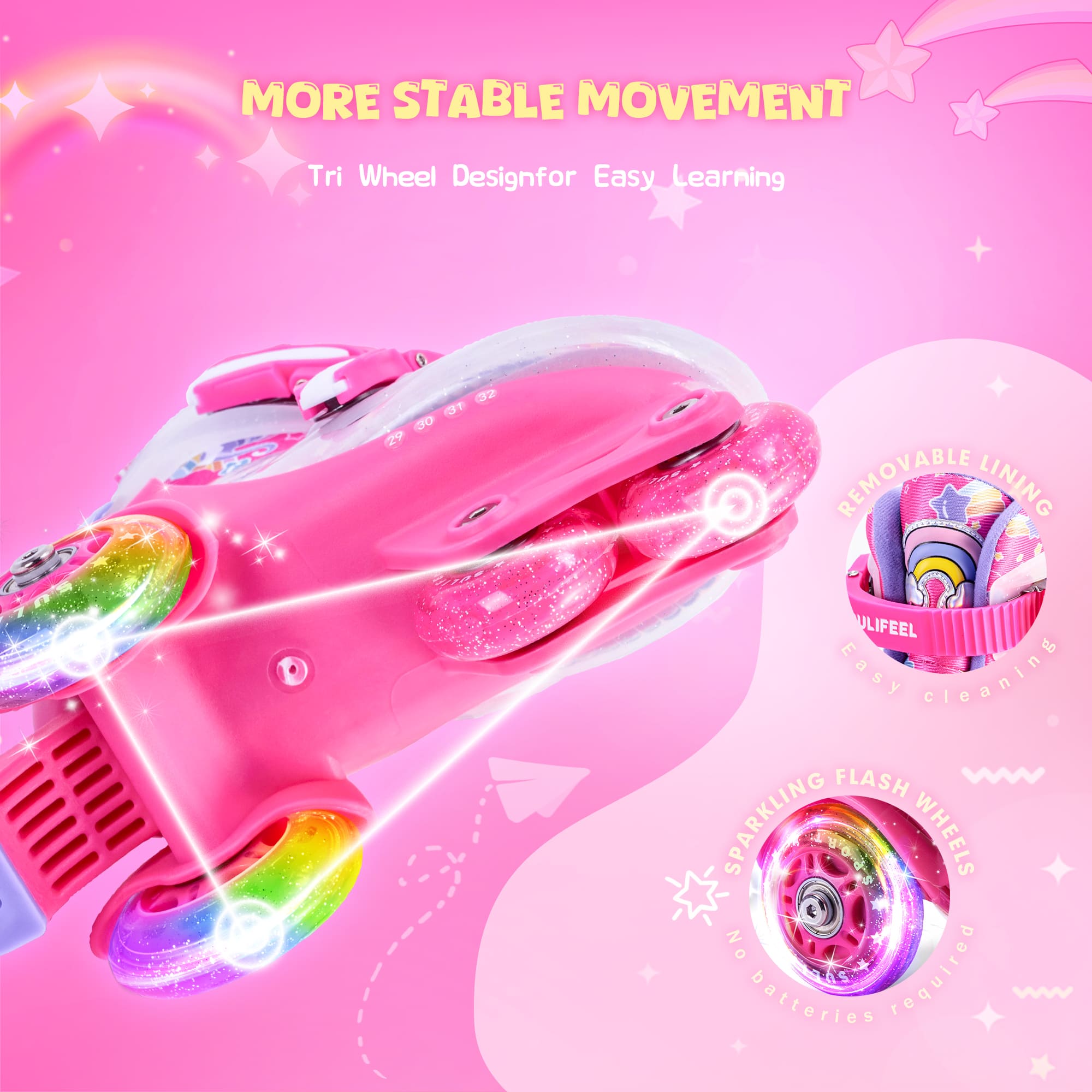 SULIFEEL Adjustable Roller Skates for Girls Boys Kids