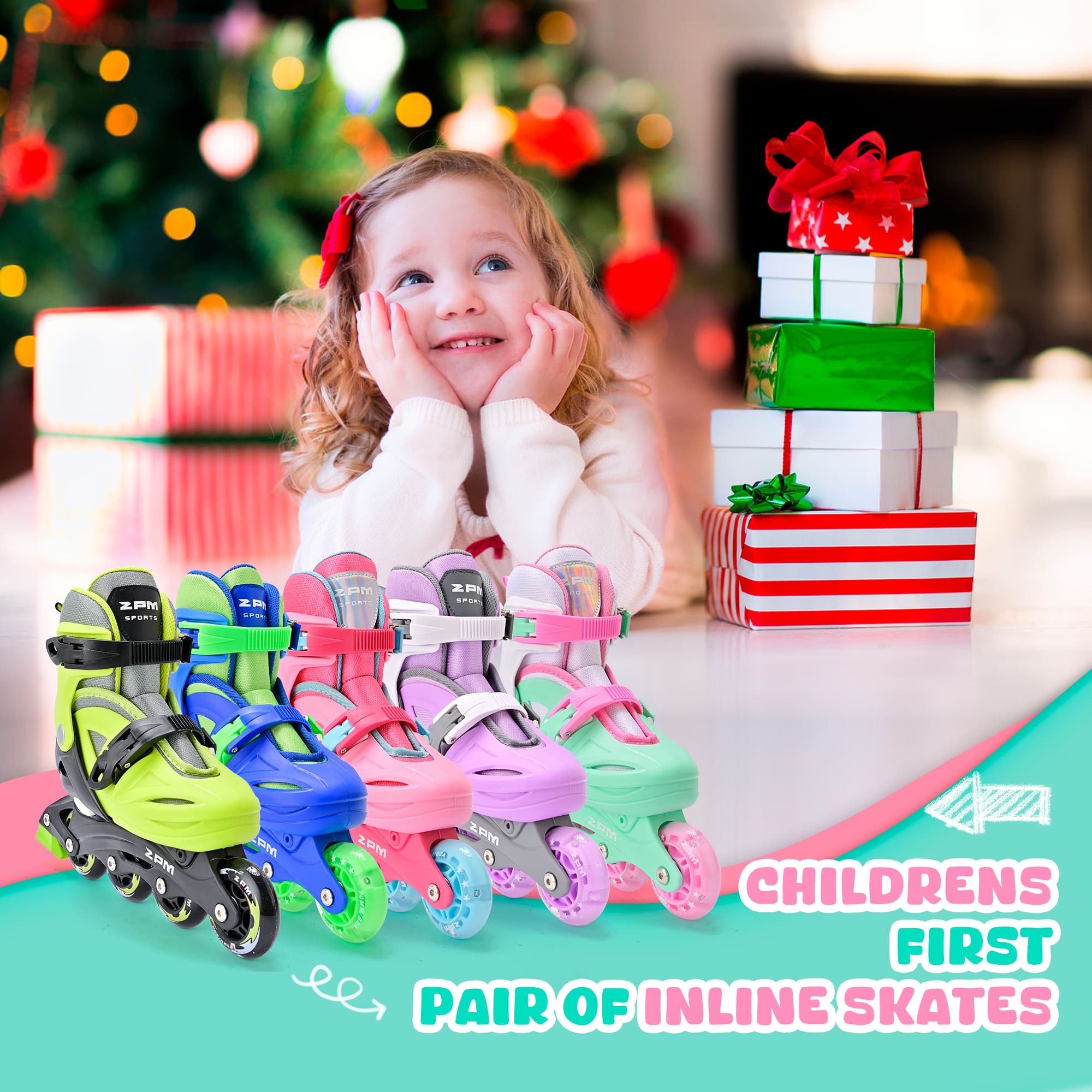 SULIFEEL Kids Inline Skates with Light Up Wheels, Size Adjustable