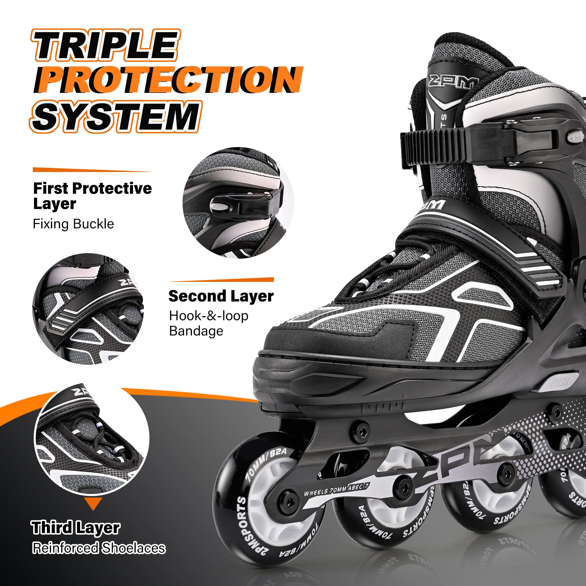 SULIFEEL Adjustable Inline Skates, Fun Beginner Roller Skates for Kids, Youth