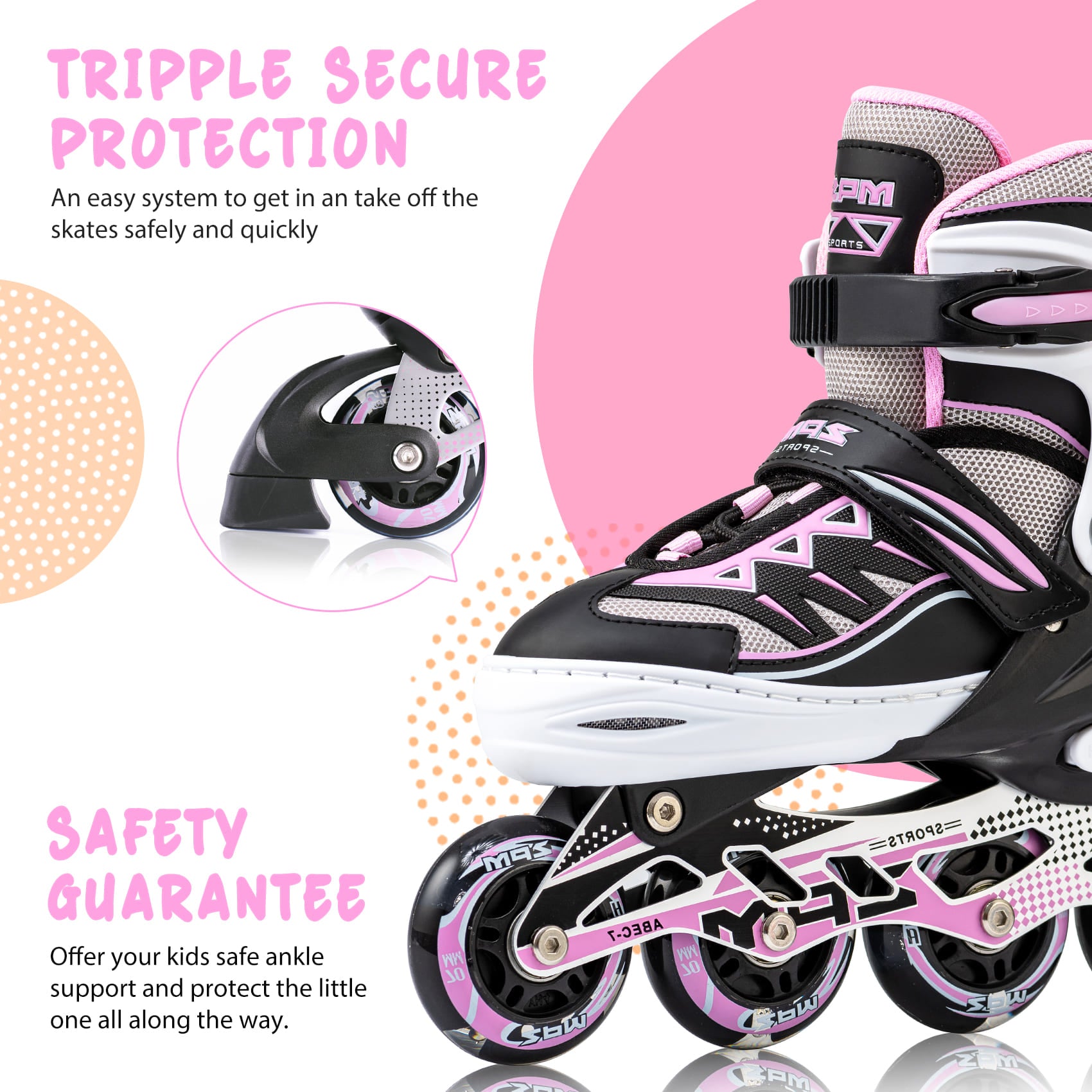 SULIFEEL Cytia Girls Adjustable Inline Skates with Light up Wheels