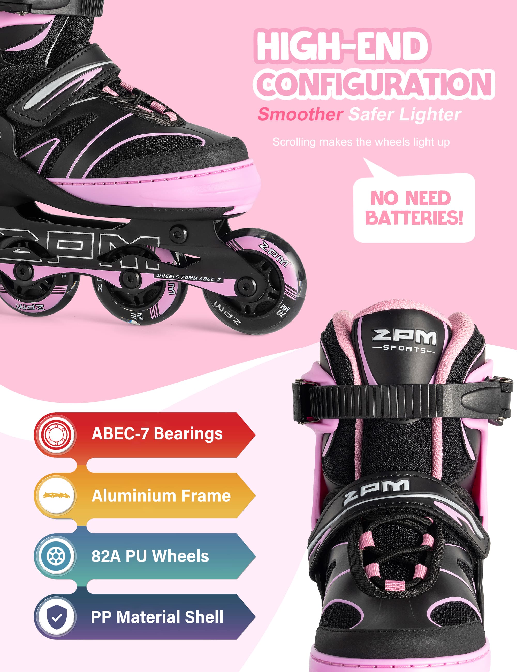 SULIFEEL Youth Inline Skates for Kids, Girls, Boys