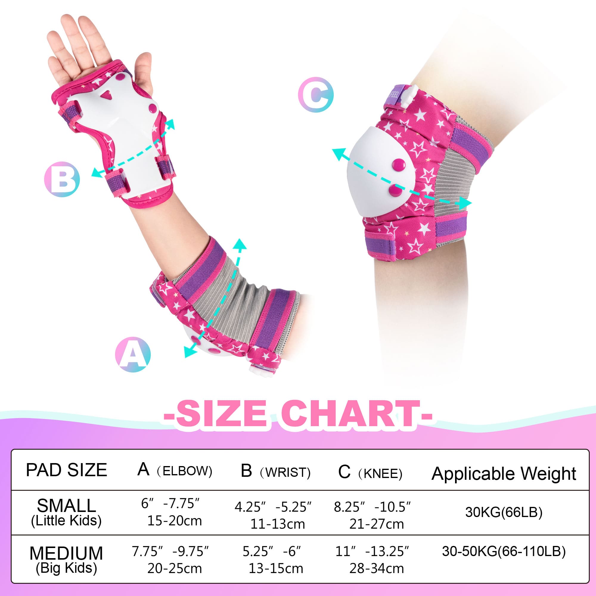 SULIFEEL Rainbow Knee Pads for Kids, Wrist Guards Knee and Elbow Pads Set