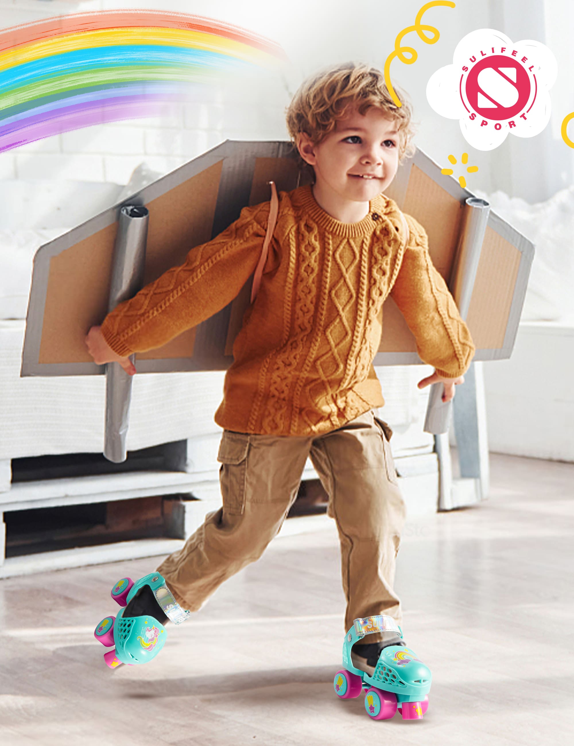 SULIFEEL Kids Adjustable Quad Roller Skates for Girls and Boys Age 2-5 Years Old