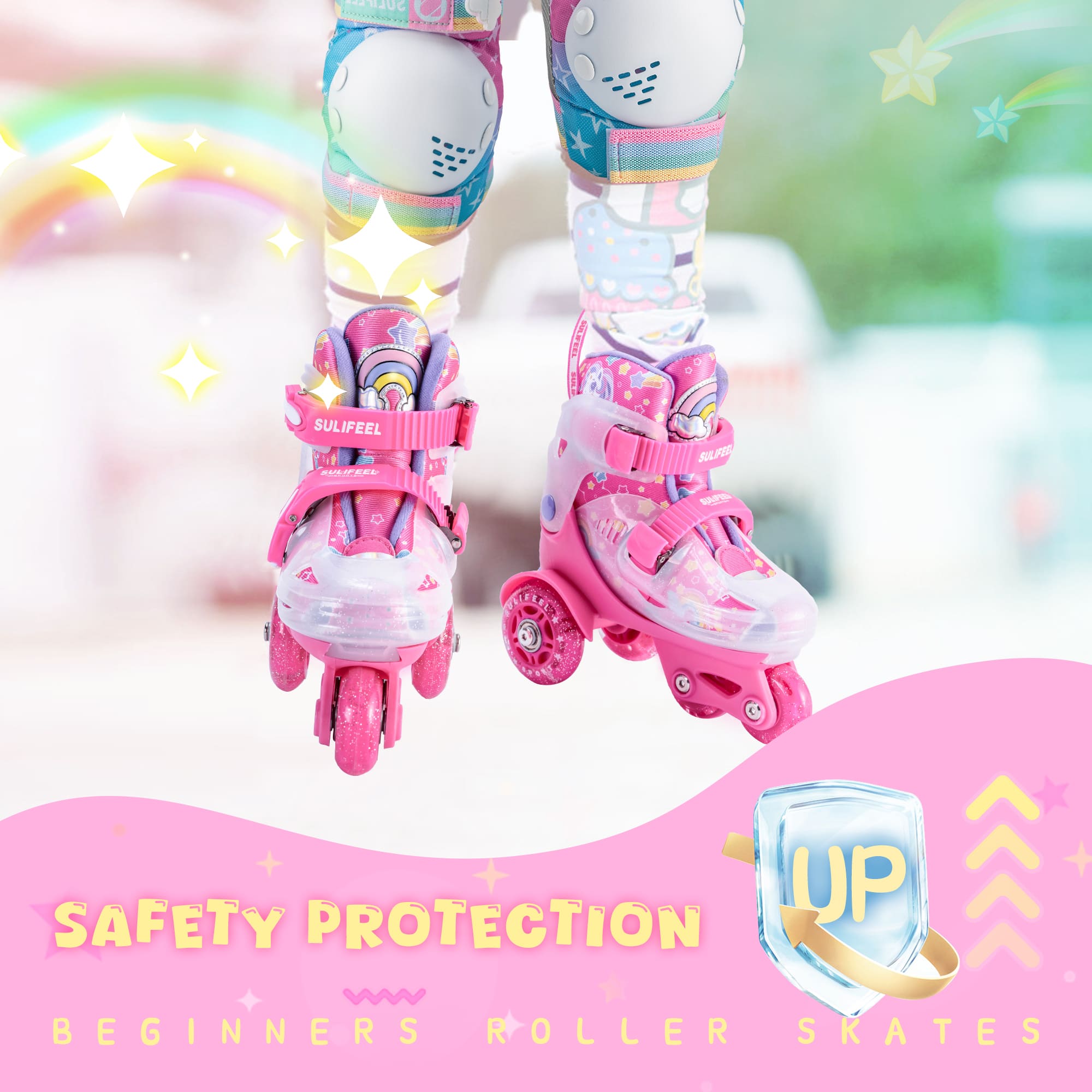 SULIFEEL Adjustable Roller Skates for Girls Boys Kids