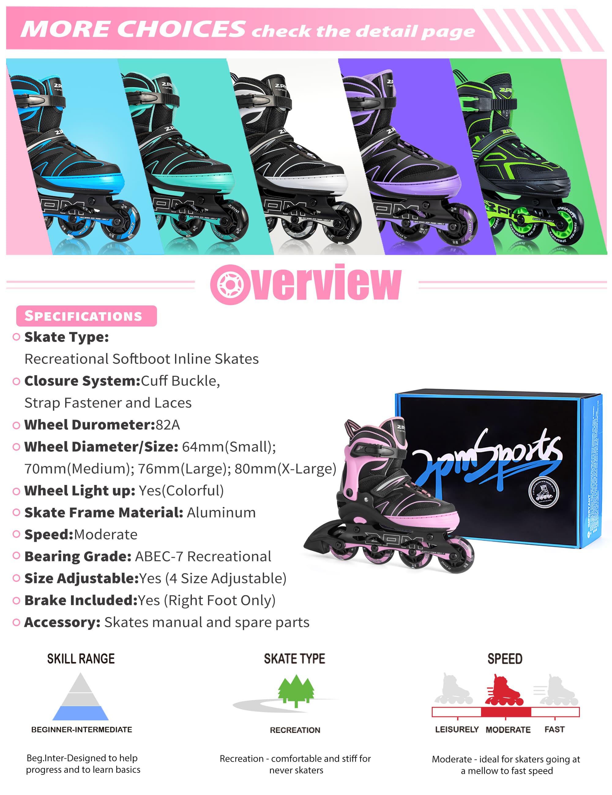 SULIFEEL Youth Inline Skates for Kids, Girls, Boys