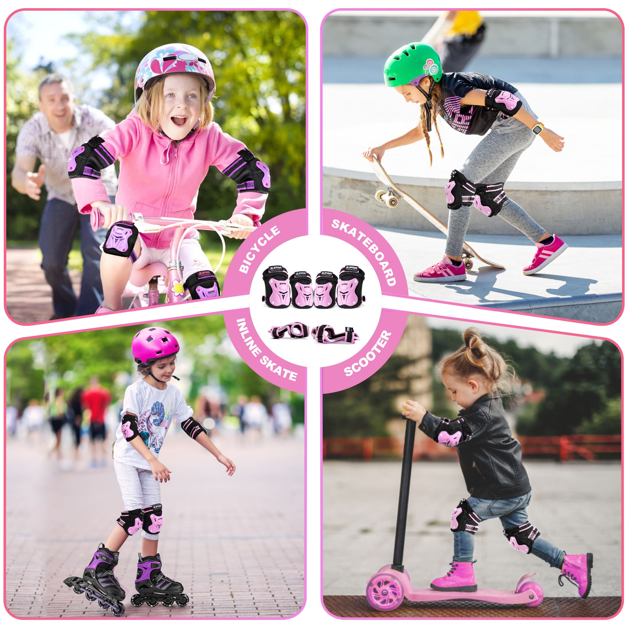 SULIFEEL Knee Pads for Kids, Wrist Guards Knee and Elbow Pads Set