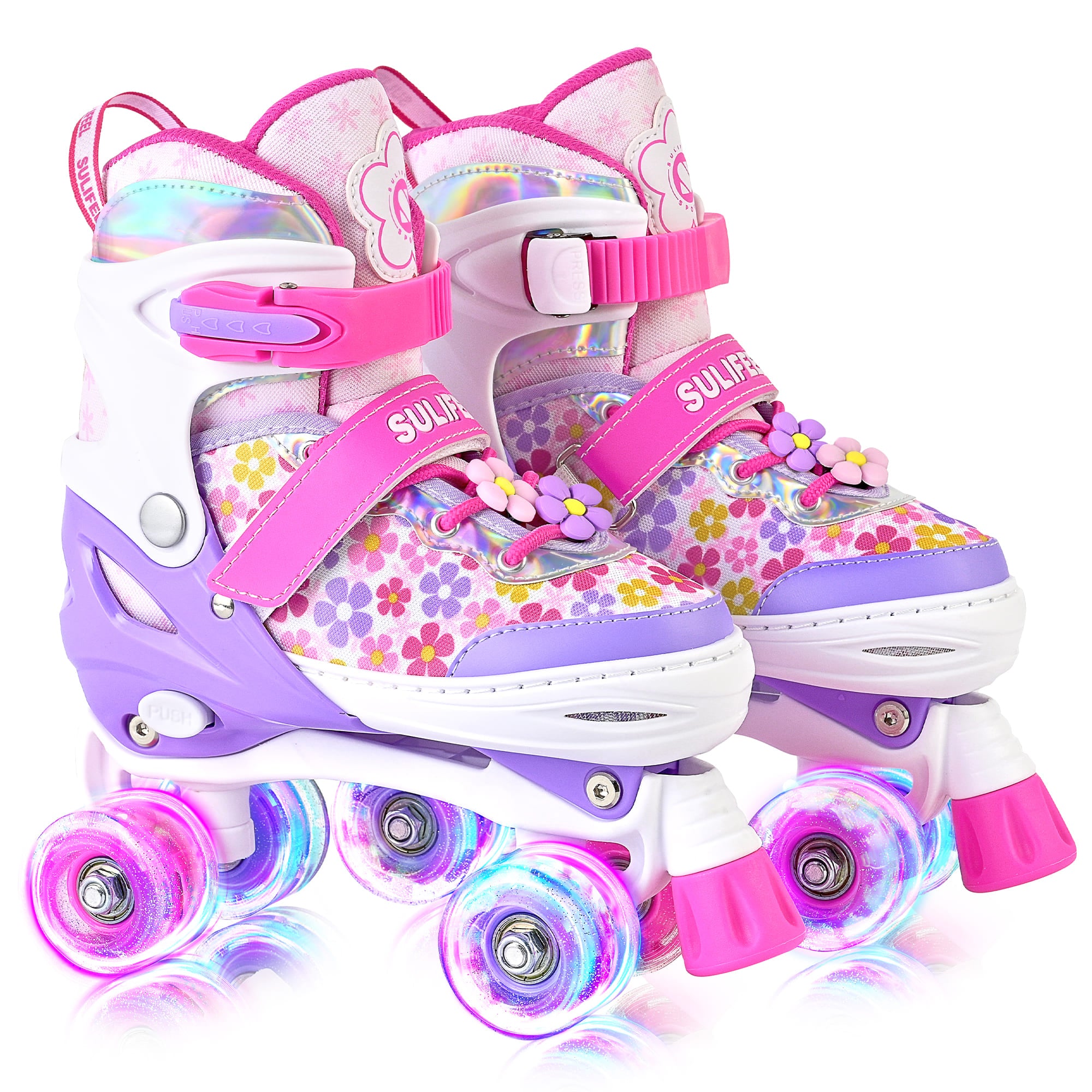 SULIFEEL Adjustable Light up Roller Skates for Girls Boys for Kids