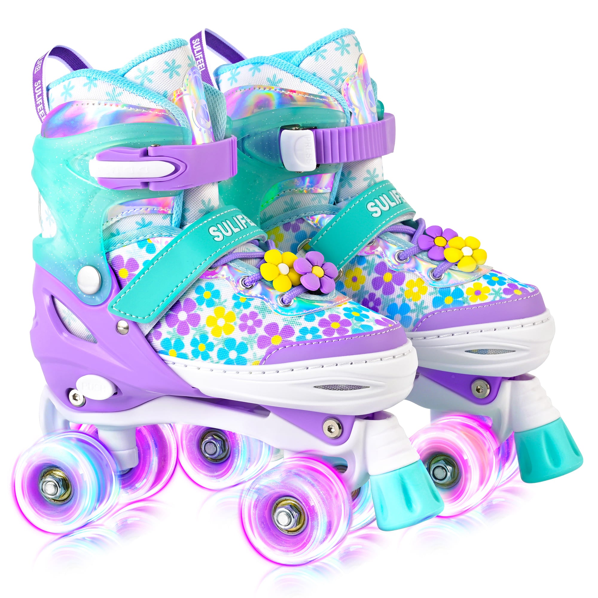 SULIFEEL Adjustable Light up Roller Skates for Girls Boys for Kids