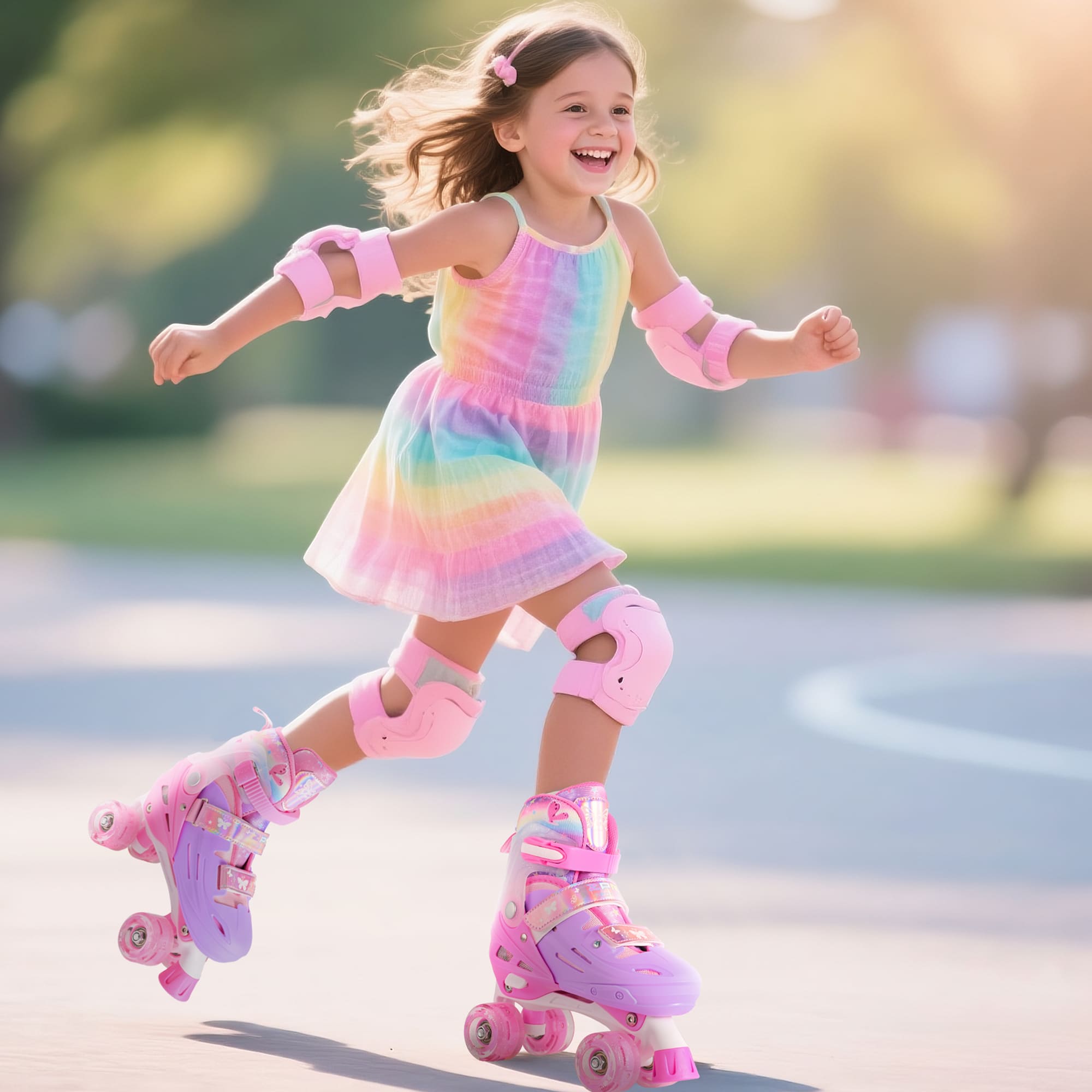 SULIFEEL Adjustable Roller Skates for  Kids with Light Up Wheels