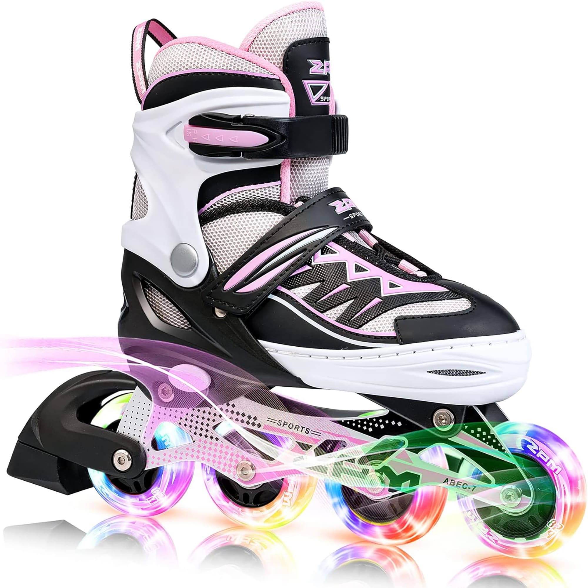 SULIFEEL Girls Adjustable Inline Skates with Light up Wheels
