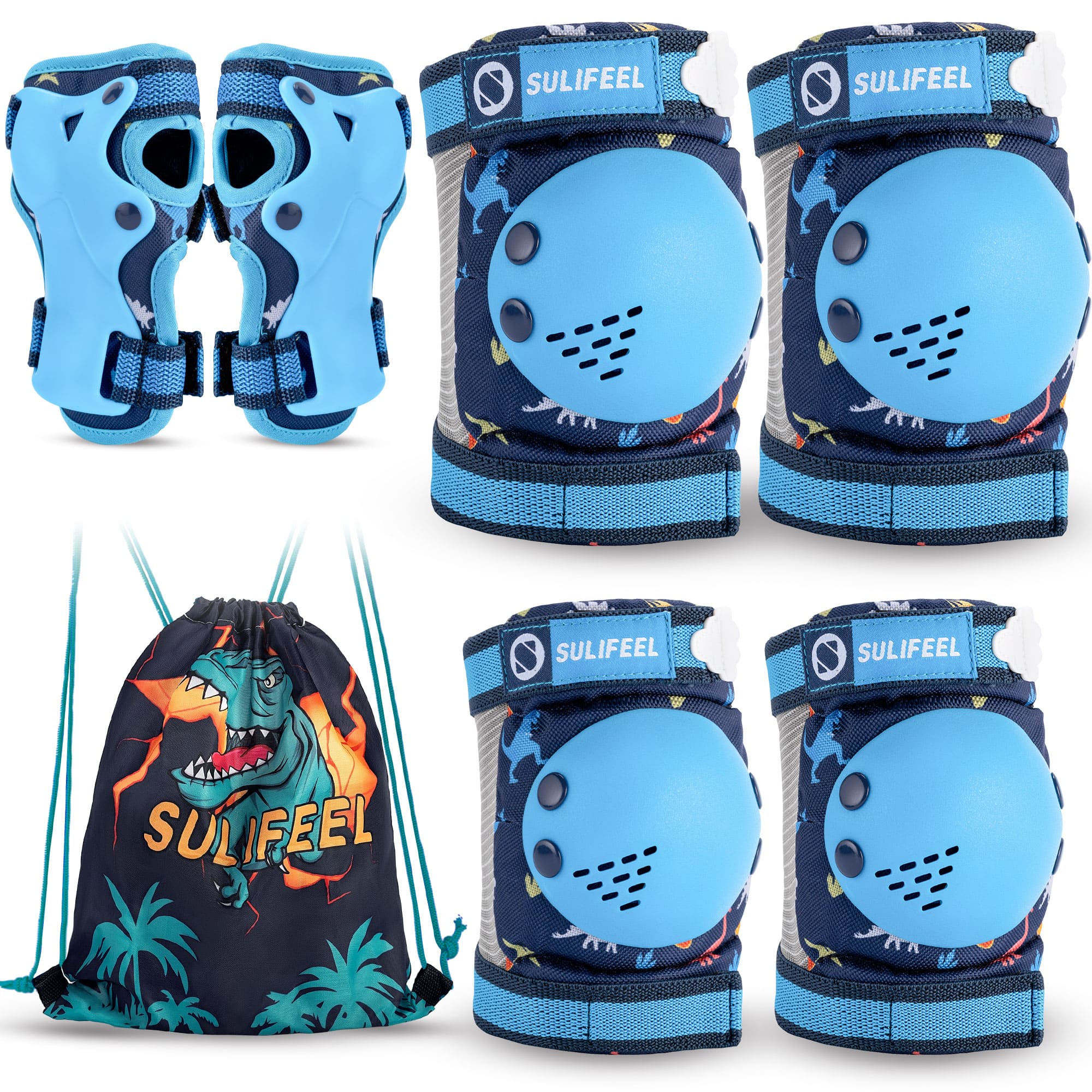 SULIFEEL Rainbow Knee Pads for Kids, Wrist Guards Knee and Elbow Pads Set