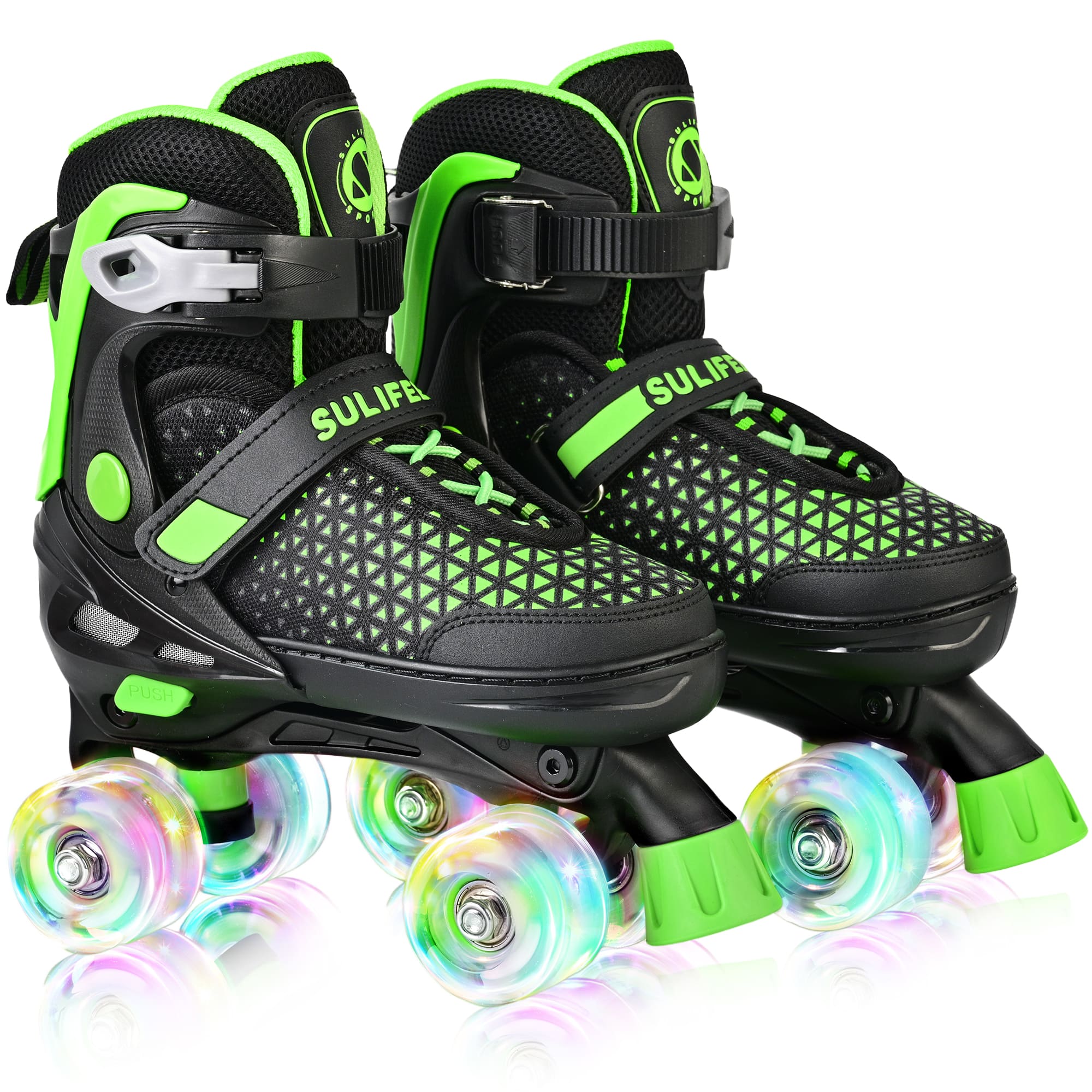 SULIFEEL Roller Skates for Girls Boys Kids,4 Sizes Adjustable Quad Skates with Light up Wheels